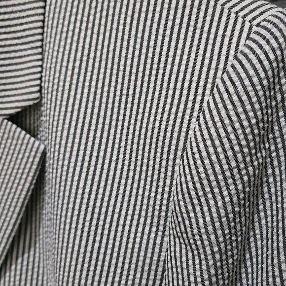 White Gray Seersucker Blazer Jacket Sz10 Kasper Pinstripe Career Corp Preppy Pro - Picture 11 of 16